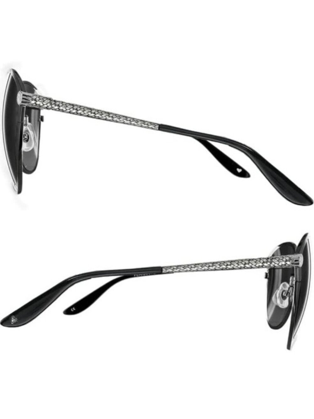 Brighton Women's A12903 Ferrara Gatta Black & Silver Metal Round Sunglasses NWT